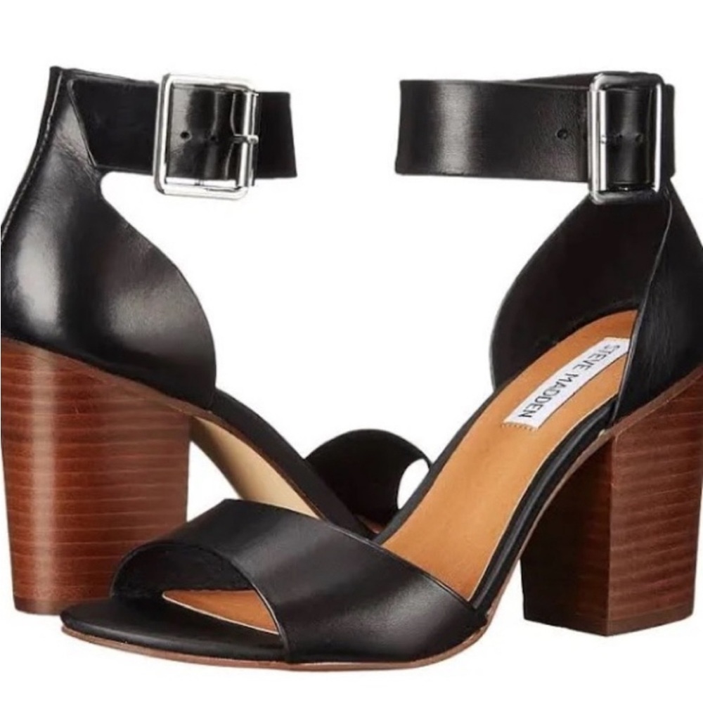 Steve Madden Estoria Block Heel Sandals (Black)